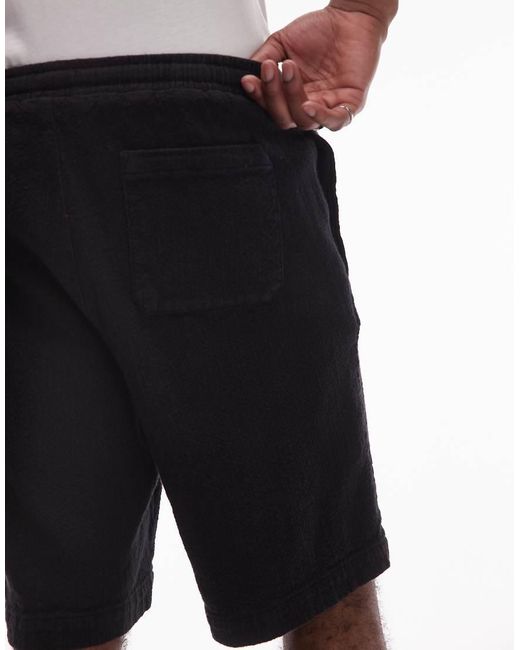 Pantalones Cortos Negros Estilo Bermudas De Tejido Texturizado De Topman de hombre de color Red