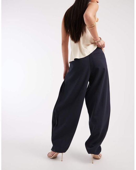 ASOS Blue Tailored Volume Balloon Pants With Side Pleat