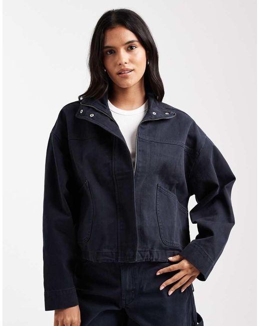 ASOS Blue Denim Funnel Neck Jacket