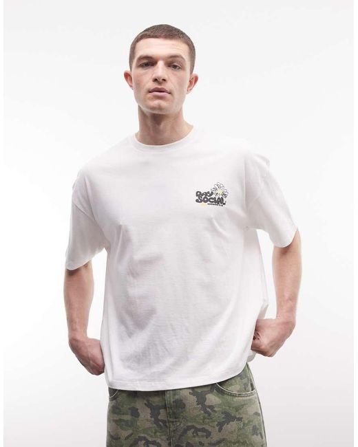 ASOS White Boxy Oversized T-shirt With Floral Graphic for men