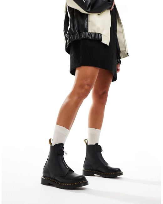 Dr. Martens 1460 Pascal Front Zip Low Boots in Black Lyst Australia