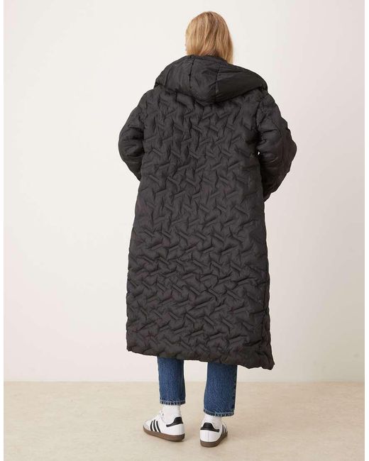 Brave Soul Black Heat Seal Quilted Longline Padded Jacket