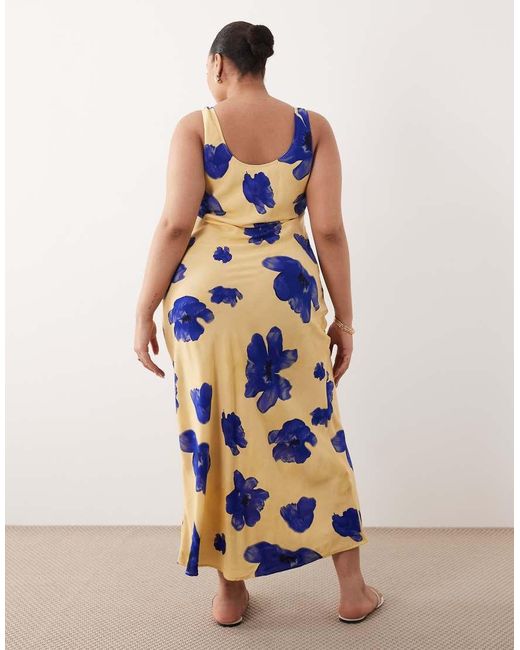 ASOS Blue Asos Design Curve Scoop Neck Tie Front Midi Dress