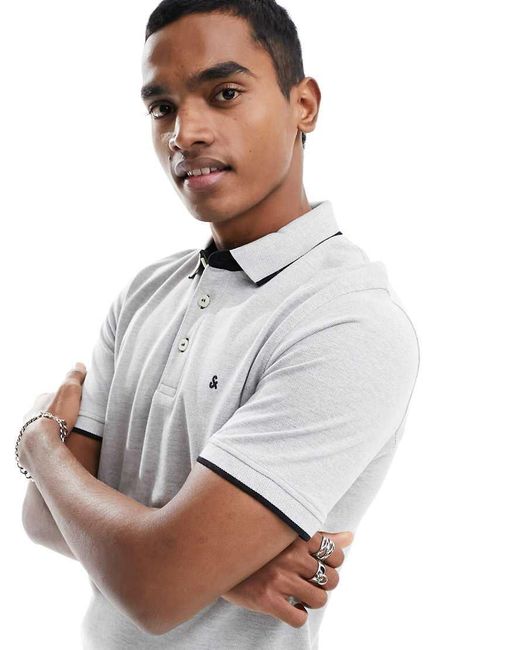 Jack & Jones White Essentials Jersey Polo for men
