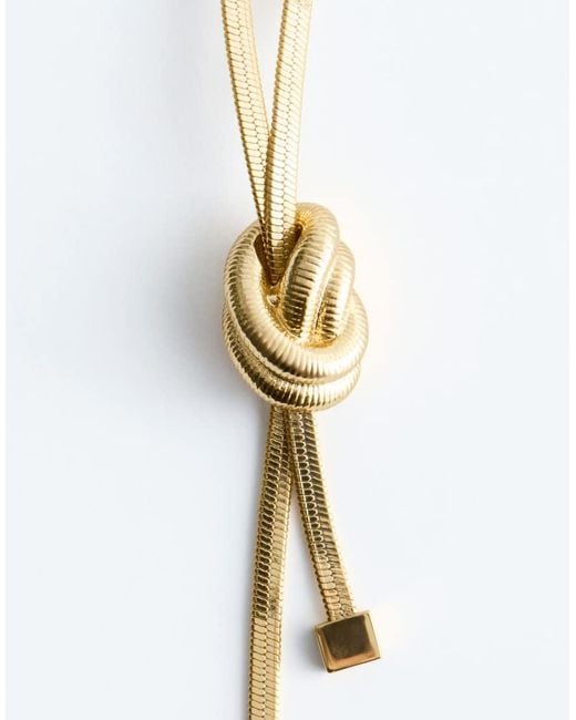 & Other Stories Brown Multirow Knot Necklace