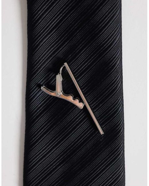 ASOS Blue Stripe Tie With Tie Bar for men