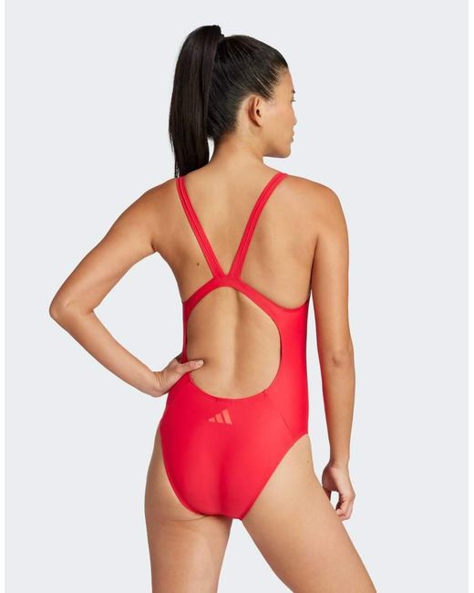 Adidas Originals Badpak Met 3-Stripes En V-Hals in het Red