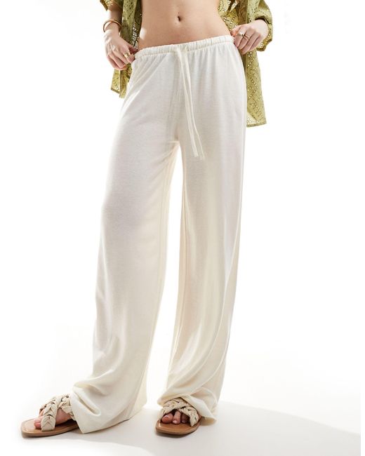 Pantalon taille basse effet lin - crème ASOS en coloris Natural