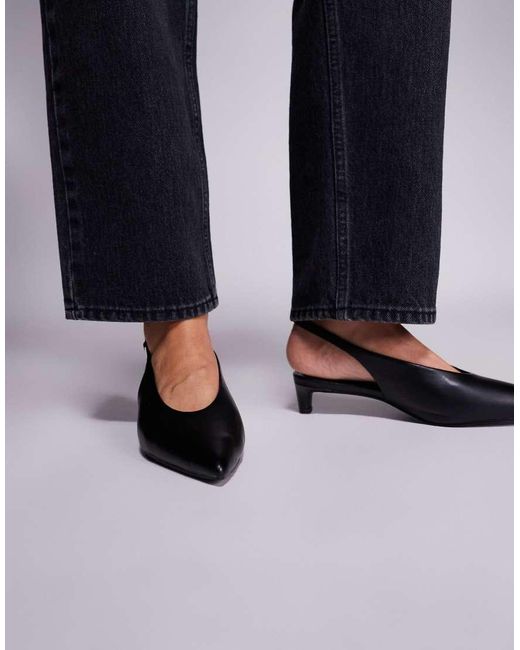 Public Desire Blue Saskia Slingback Kitten Heel Shoes