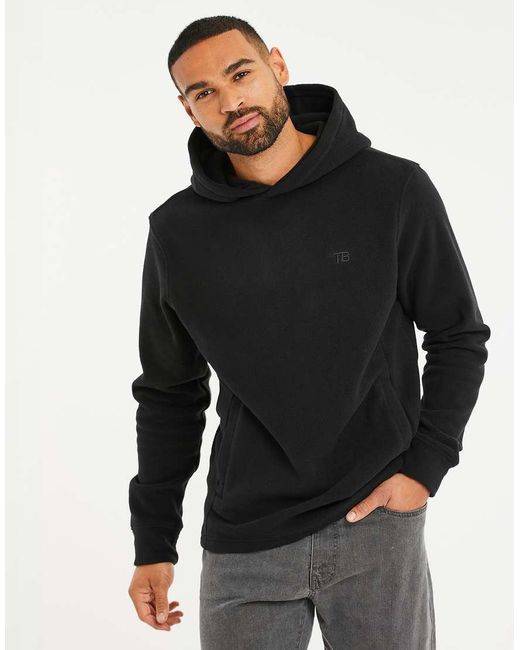 Threadbare Black Microfleece Pullover Hoodie for men