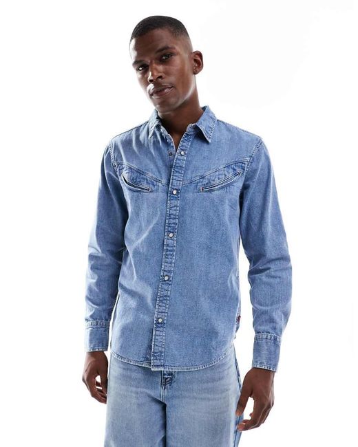 Levi's Blue Western Detailing Denim Shirt for men