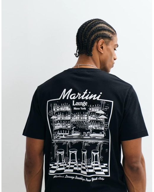 ASOS Blue T-shirt With Martini Lounge Graphic for men