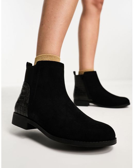 New Look Wide Fit - Platte Chelsea Boots Met Brede Pasvorm in het Black