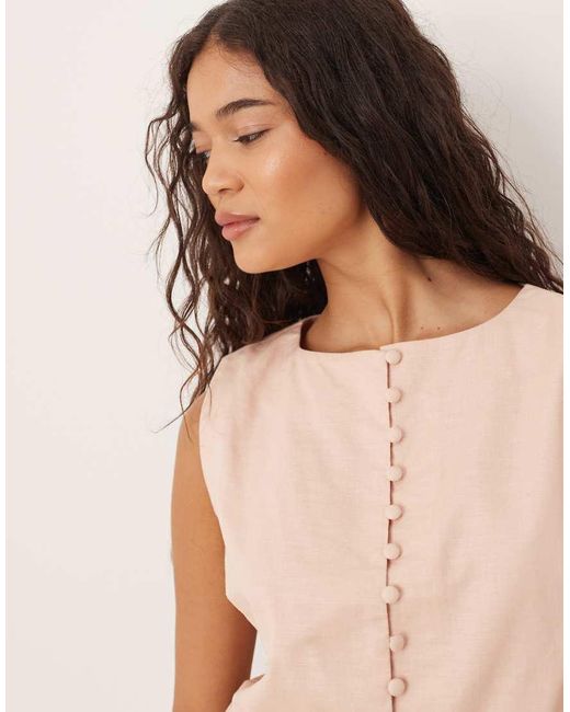 NARRATED Natural Button Up Top