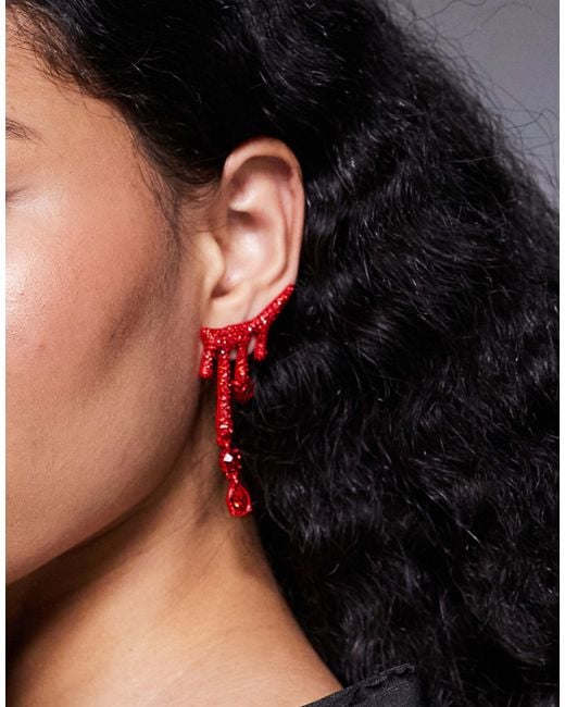ASOS Black Halloween Earrings With Diamante Drip Effect Earrings