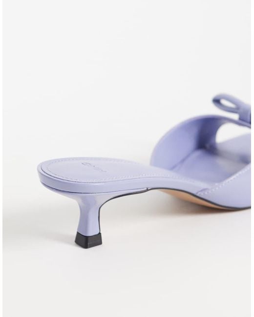 Mango Blue Faux Leather Bow Detail Heeled Mules