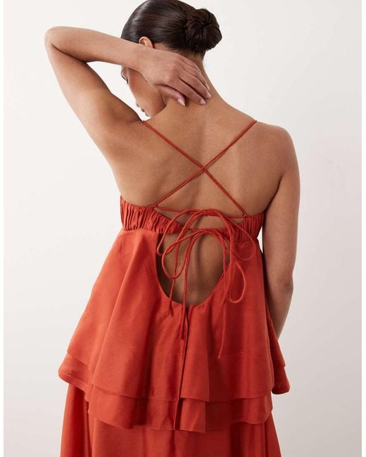ASOS Red Asos Design Petite Double Layer Maxi Dress