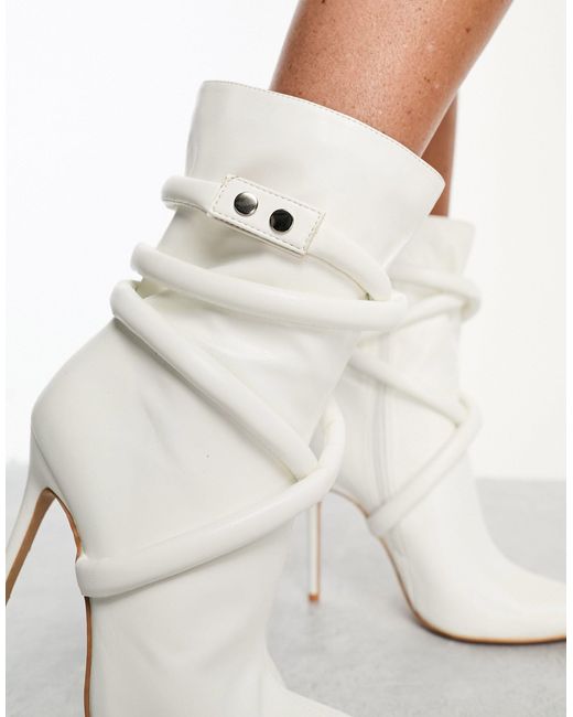 SIMMI White Simmi London Alps Rope Detail Heeled Ankle Boots