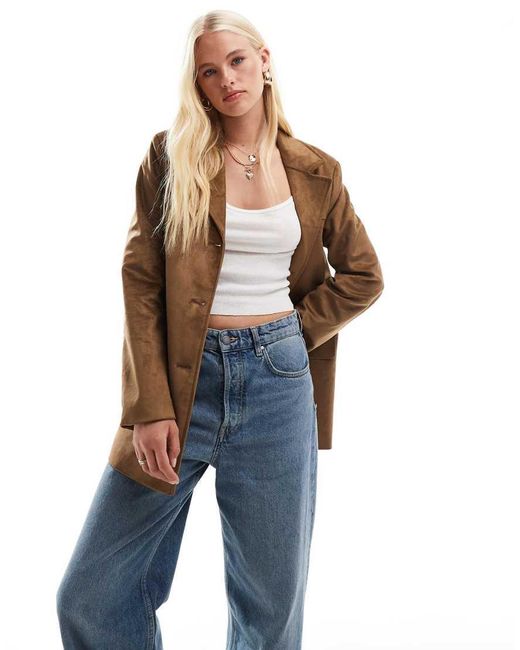 ONLY Blue Faux Suede Blazer Coat
