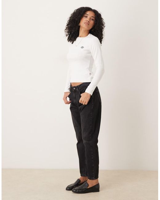 Dickies White Gladeville Long Sleeve Ribbed T-shirt
