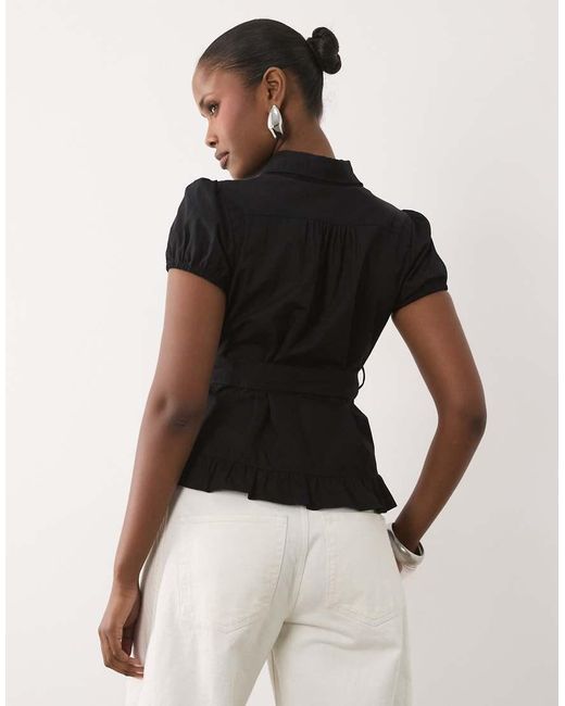 Motel Black Closie Puff Sleeve Blouse