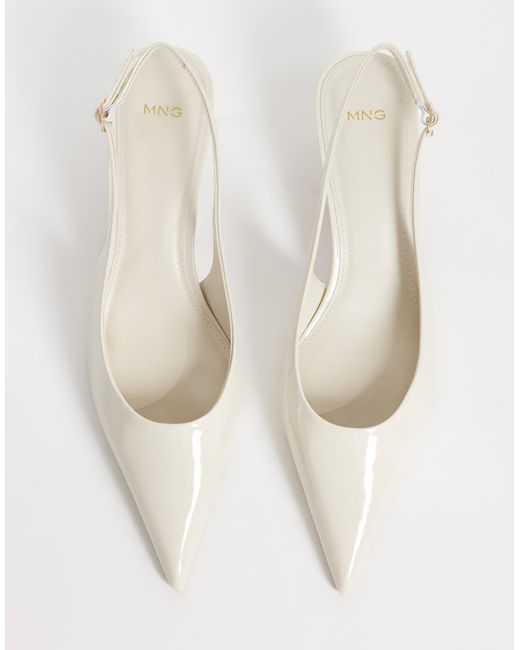Mango White Slingback-pumps mit absatz