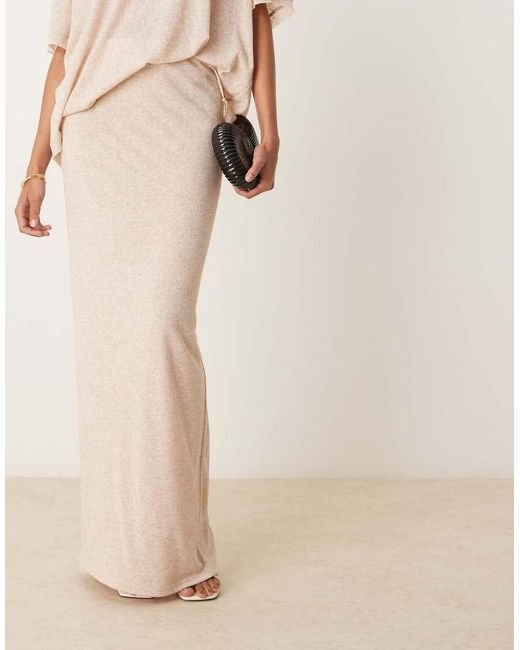 SNDY'S Natural Fine Knit High Waisted Maxi Skirt Co-ord
