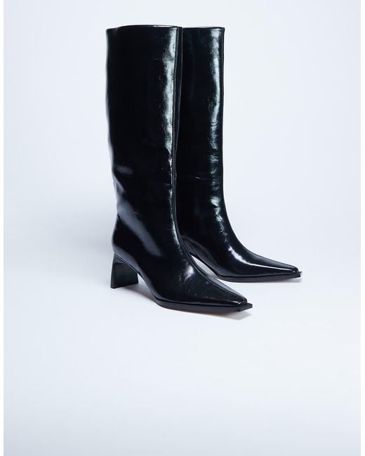 TOPSHOP Black Talia Chisel Toe Knee High Boots