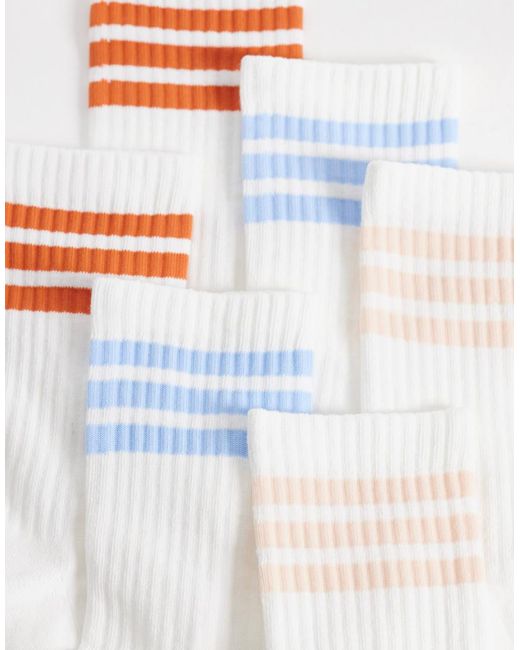 Adidas Originals White Adidas Training 3 Stripe Multi Colour Socks for men