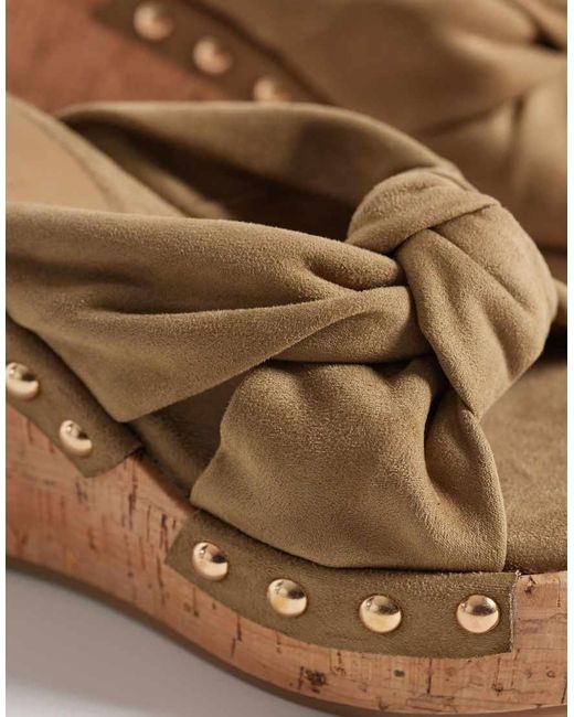 ASOS Natural Tulip Wedge Sandals With Twist Detailing