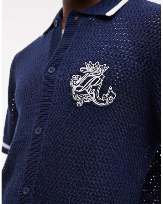 True Religion Blue Crochet Knit Logo Shirt for men