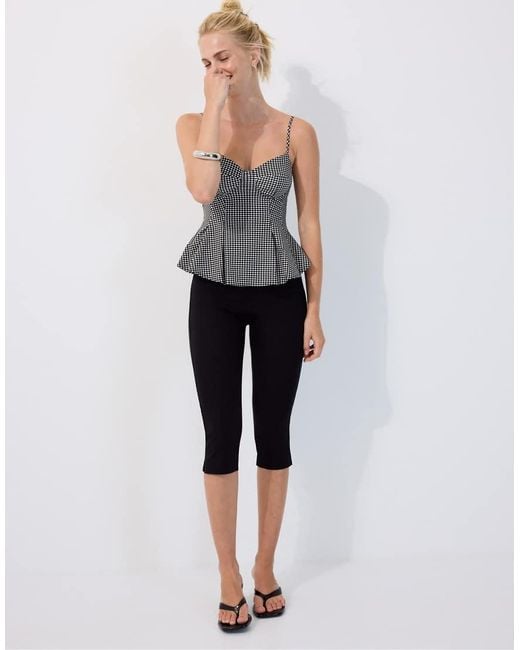 Stradivarius White Pleated Strappy Top