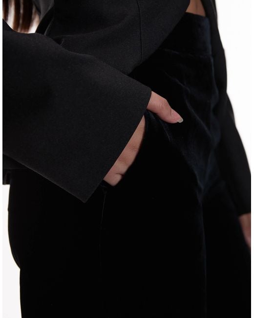 & Other Stories Black Velvet Wide Leg Trousers