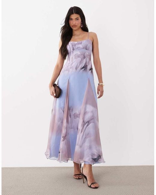 ASOS Pink Chiffon Strappy Maxi Dress With Deep Godets