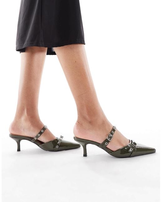 SEQWL Black Maybach Buckle Detail Mule Sandals