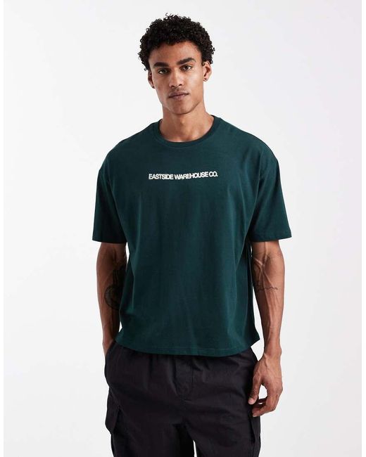 ASOS Green Boxy Oversized T-shirt With New York Graphic for men