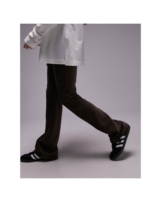 Pantalon évasé en velours côtelé stretch - chocolat TOPSHOP en coloris Black