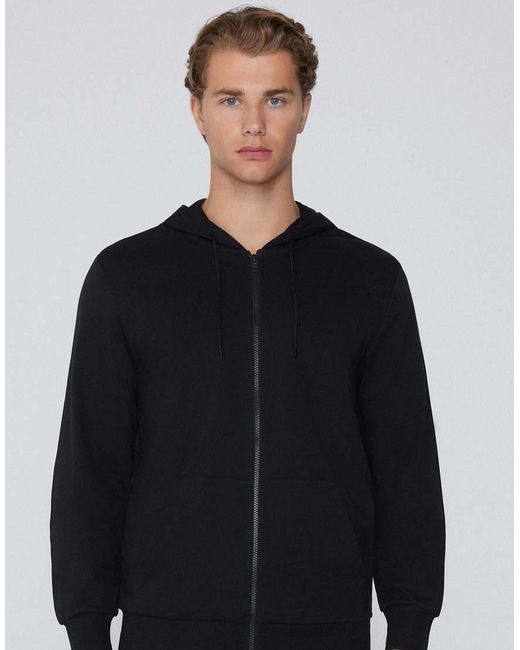 Tezenis Black Long-Sleeved Zip-Up Hoodie for men