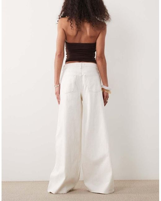 Abercrombie & Fitch White Lightweight Denim High Rise Ultra Wide Pants