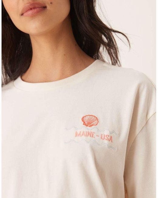 Pijama De Camiseta Y Pantalones Cortos Con Estampado Gráfico De Langosta De Tejido Liso De -Sin Color ASOS de color Pink