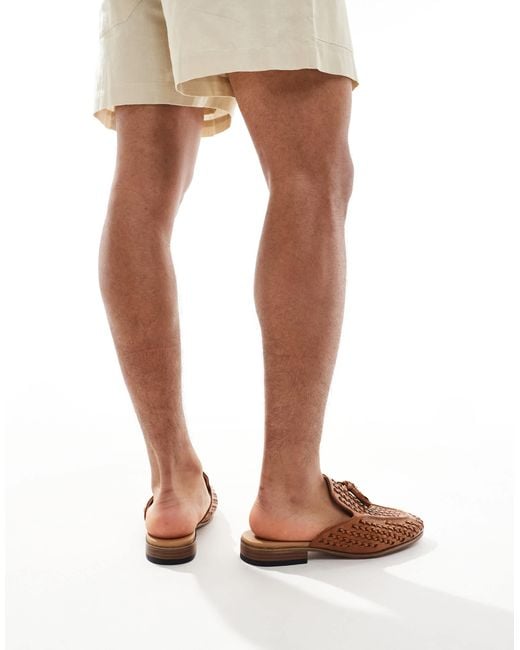 ASOS White Mule Weave Loafers for men