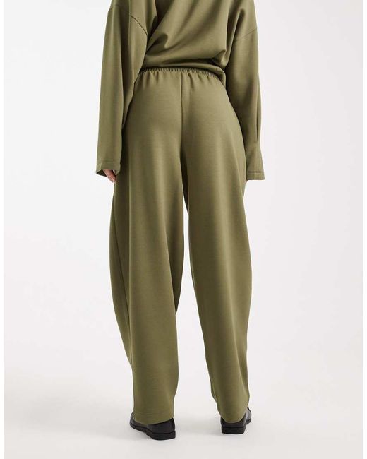 ASOS Green Cupro Barrel Leg jogger With Seam Details