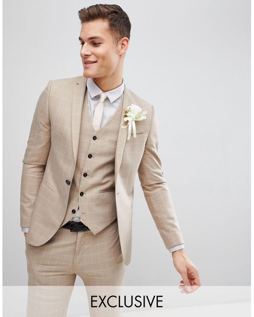 Noak Natural Skinny Wedding Suit Jacket for men