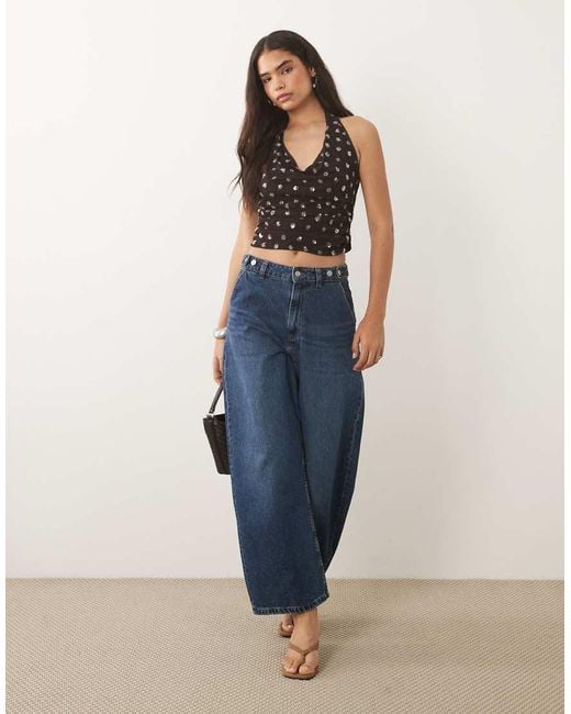 Mango Black Fiesta Embellished Cowl Neck Top Co-ord