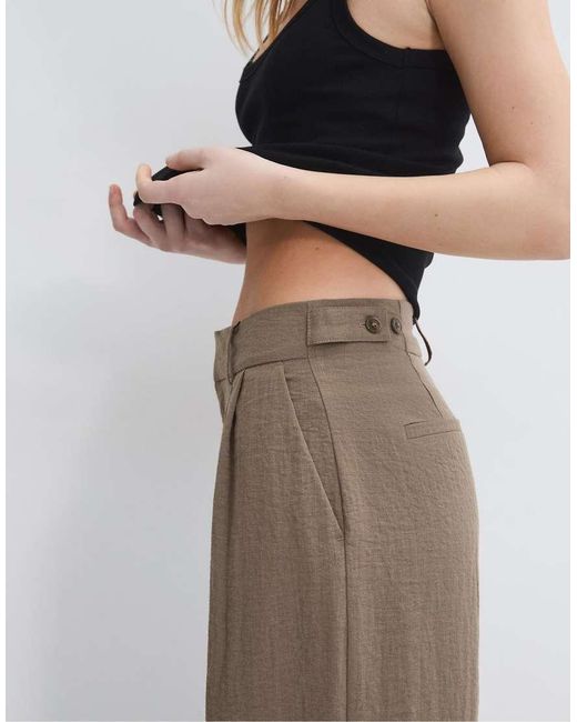 Stradivarius Brown Tall Adjustable Wide-leg Trousers