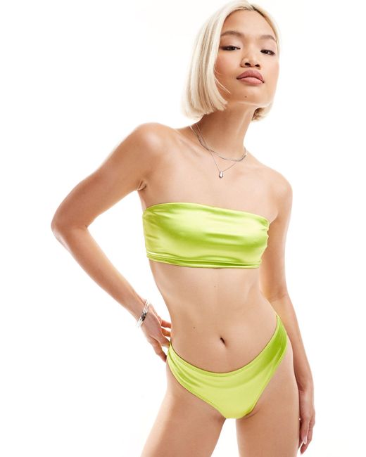Monki Green Mix And Match Bandeau Bikini Top