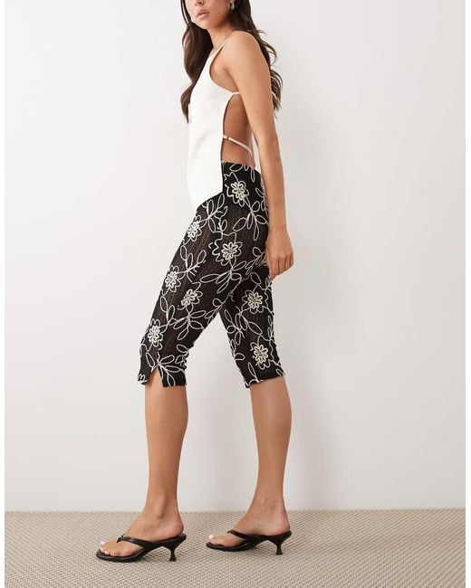 ASOS Multicolor Embroidered Crochet 3/4 Length Trouser