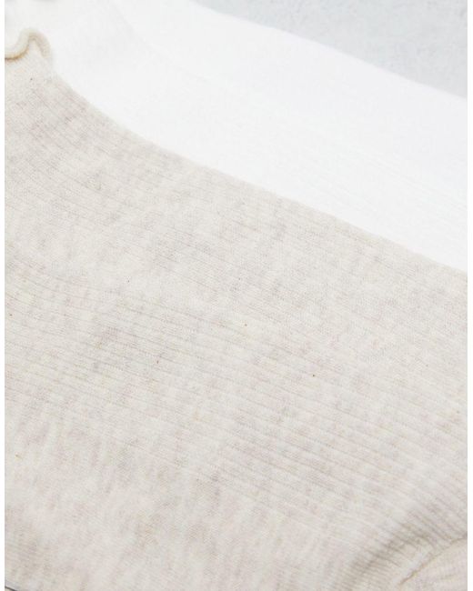 Lindex White 4 Pack Ribbed Ankle Socks With Frill Edge