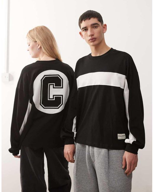 Collusion Black Unisex And White Boxy Graphic Skate T-shirt