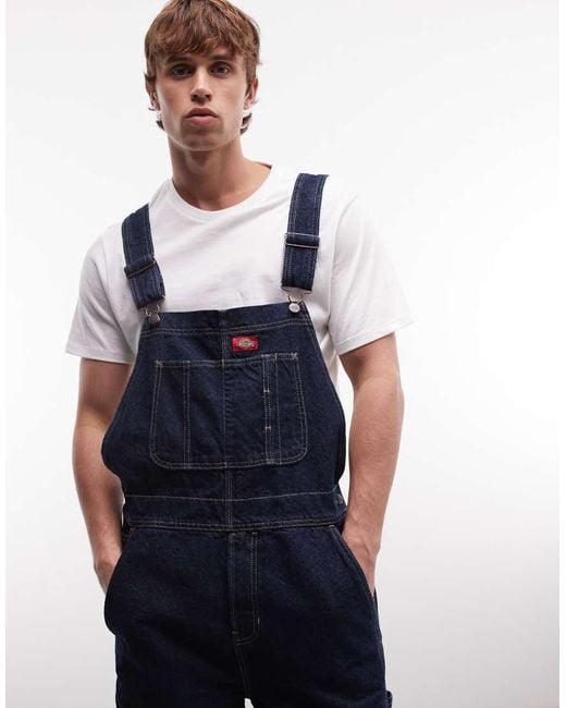 Dickies Blue Loose Denim Dungarees for men